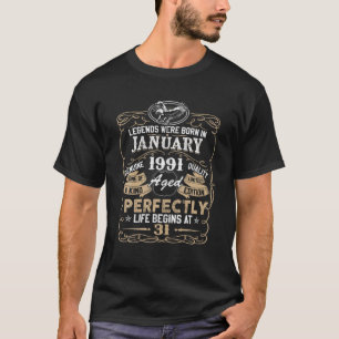 Geboren im Januar 1991 31. Phantastischer Geburtst T-Shirt