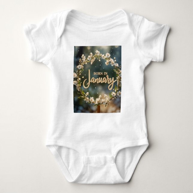 " GEBOREN IM JANUAR " BABY STRAMPLER (Vorderseite)