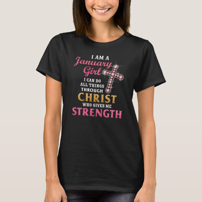 Geboren im Januar Girl Niedlich Christlich Girl Gi T-Shirt (Vorderseite)