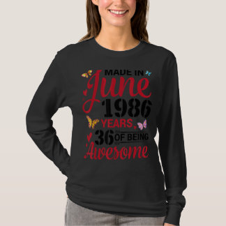 Geboren im Juni 1986 glücklich Geburtstag 36 Jahre T-Shirt