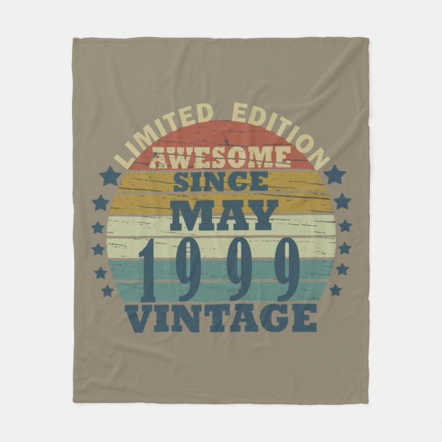 Geboren im Mai 1999 Vintager Geburtstag Fleecedecke (Vorderseite)