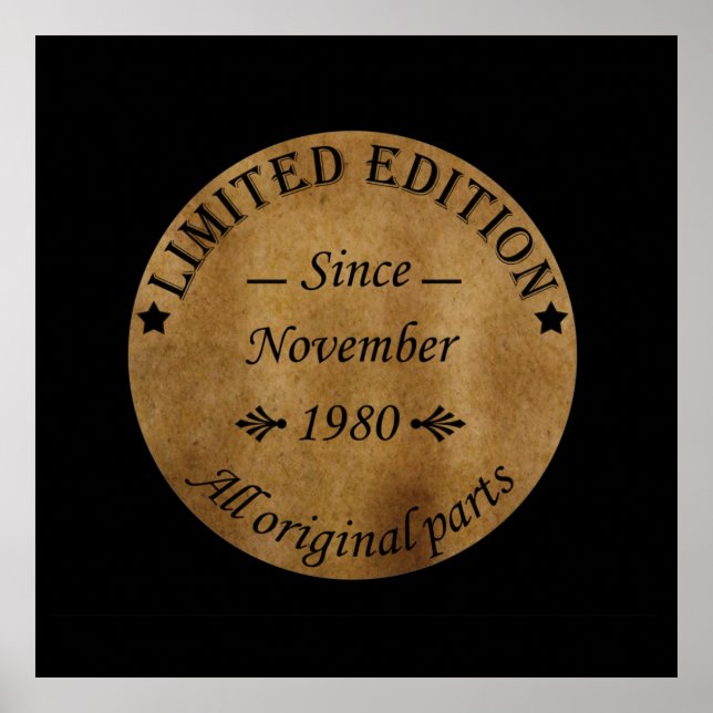 geboren im November 1980 klassisch rustikal Poster (Vorne)