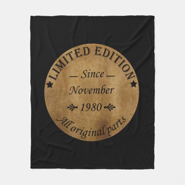 geboren im November 1980 Vintager Geburtstag Fleecedecke (Vorderseite)