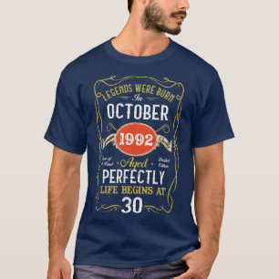 Geboren im Oktober 1992 30. Geburtstag 30. Jahr T-Shirt