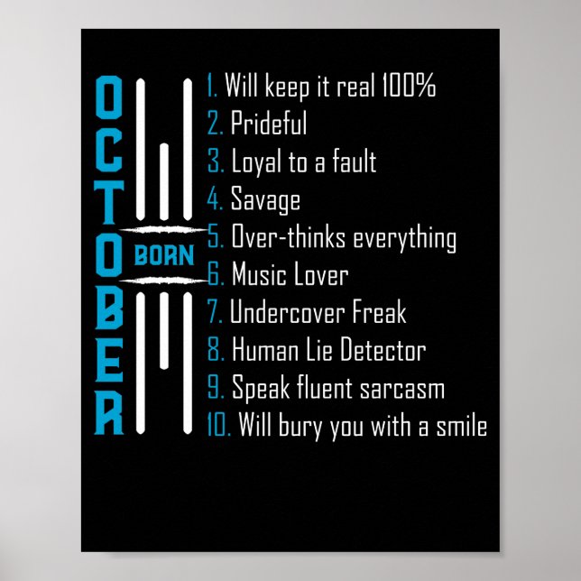 Geboren im Oktober Geburtstagsgeschenk Poster (Vorne)