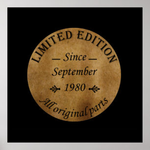 geboren im September 1980 Vintager Geburtstag Poster