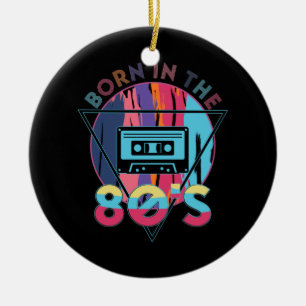 Geboren im Vintagen Kassettenband der 80er Jahre Keramik Ornament