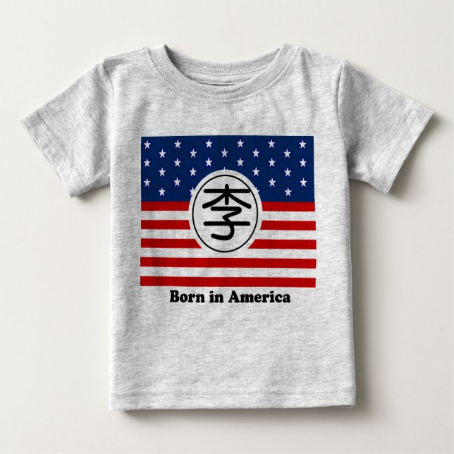 Geboren in America Baby Shirt - Chinesischer Name  (Vorderseite)