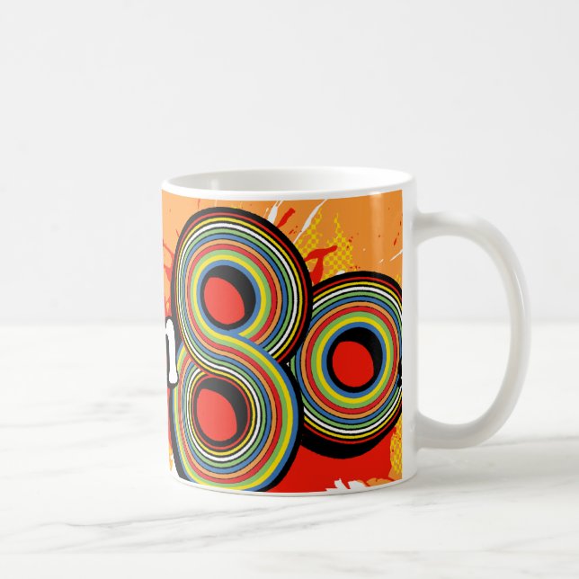 "Geboren in den 80er Jahren" Orange Logo Retro Tas Kaffeetasse (Rechts)