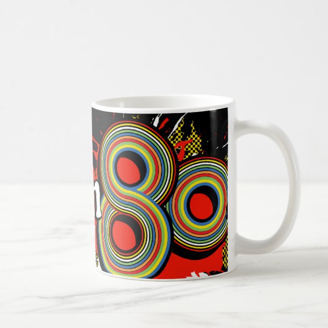 Geboren in der 80er Jahre Schwarz Logo Retro-Tasse Tasse (Rechts)