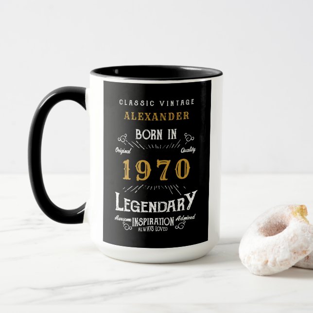 Geboren in der Legende von 1970 Tasse (Mit Donut)