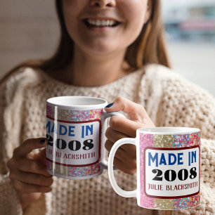 Geboren in (Jahr) Geburtstag Glitzer für 16, 18, 2 Kaffeetasse