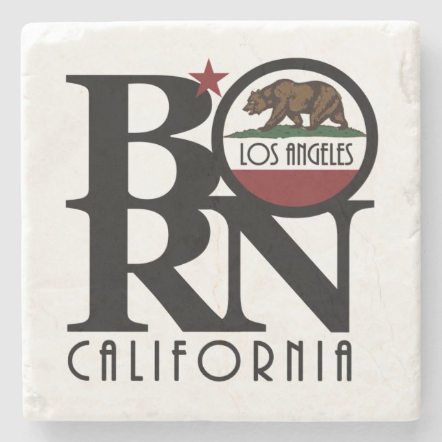 GEBOREN Los Angeles CA Steinuntersetzer (Vorderseite)