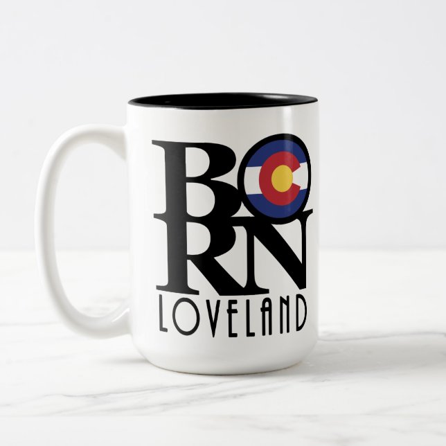 GEBOREN Loveland Colorado15oz Zweifarbige Tasse (Links)