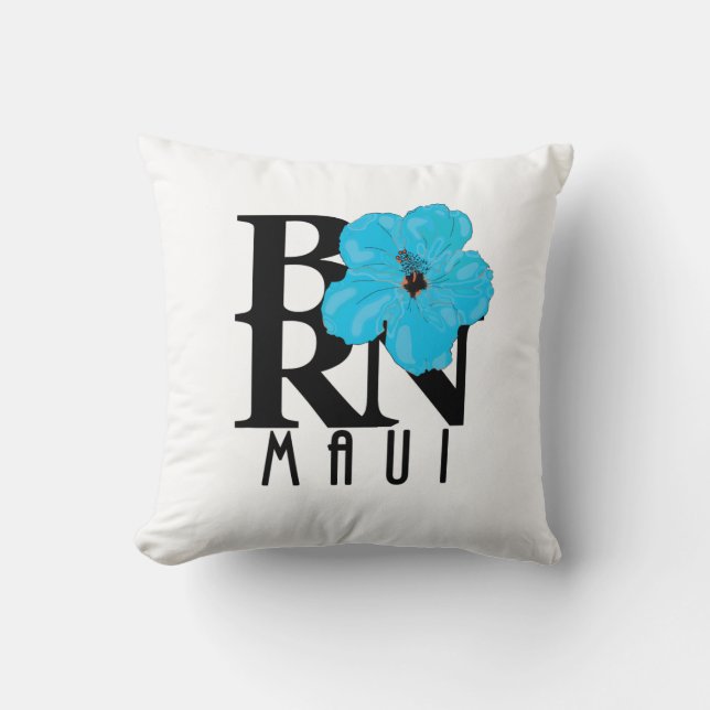 GEBOREN Maui Blue Hibiskus Kissen (Vorderseite)