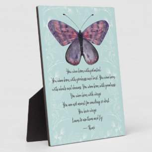 Geboren mit Wings Rumi Quote Butterfly Tabletop Fotoplatte