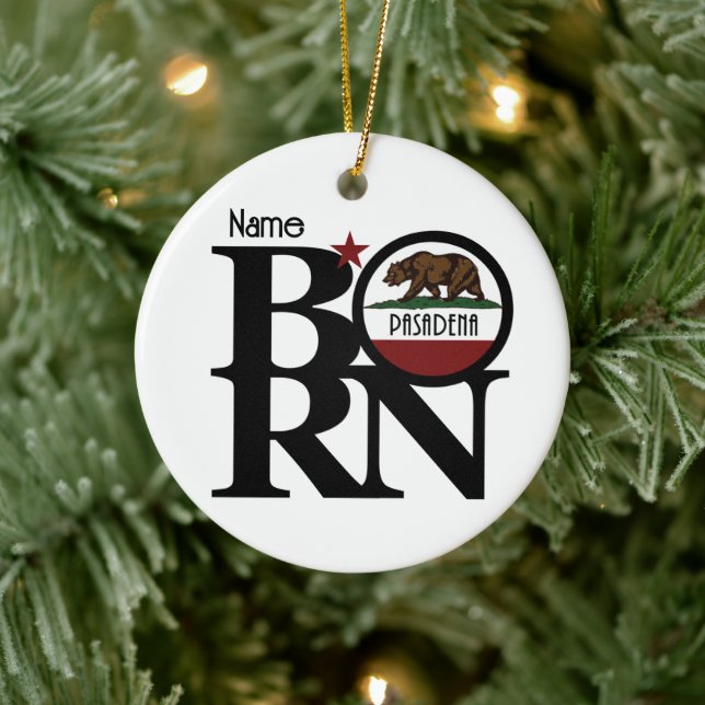 GEBOREN Pasadena Kalifornien Keramik Ornament (Baum)