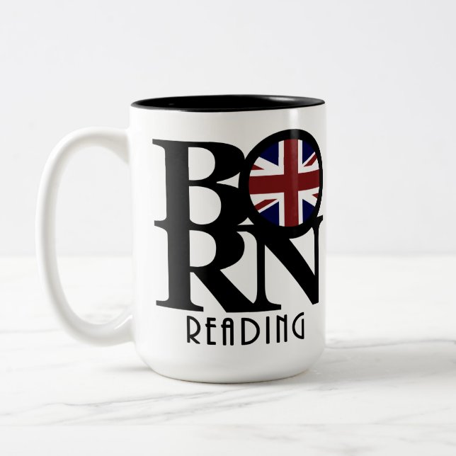 GEBOREN Reading England 15oz Zweifarbige Tasse (Links)