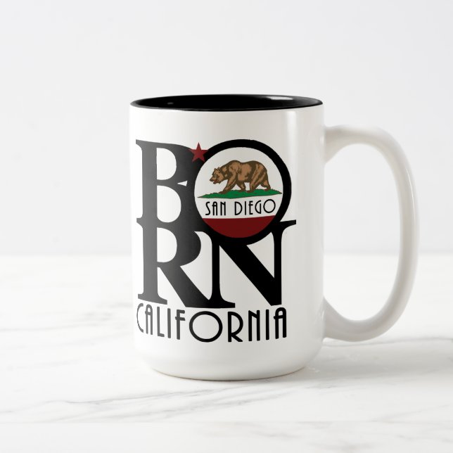 GEBOREN San Diego 15oz Zweifarbige Tasse (Rechts)