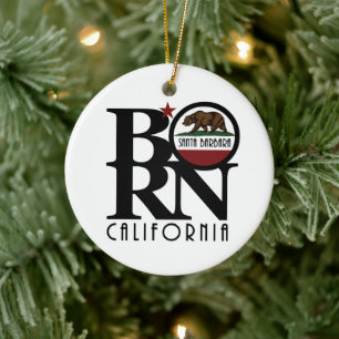 GEBOREN Santa Barbara California Keramik Ornament