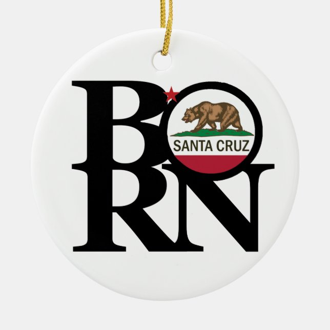 GEBOREN Santa Cruz Keramik Ornament (Vorne)