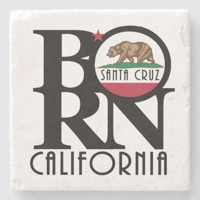 GEBOREN Santa Cruz Steinuntersetzer (Vorderseite)