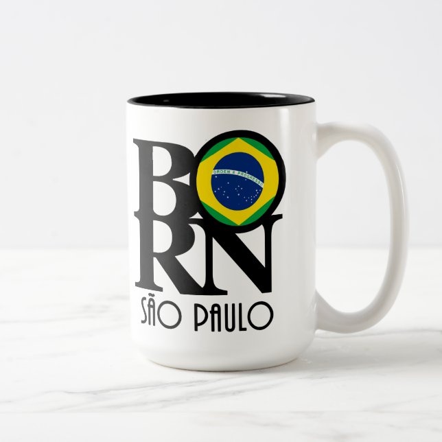 GEBOREN São Paulo 15 oz Zweifarbige Tasse (Rechts)