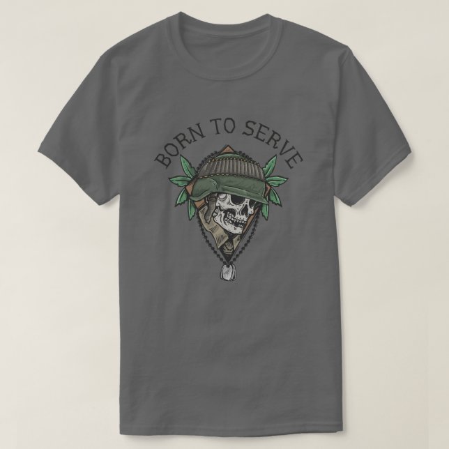 Geboren, Schädel Soldier zu bedienen T-Shirt (Design vorne)