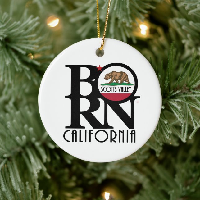 GEBOREN Scott Valley Kalifornien Keramik Ornament (Baum)