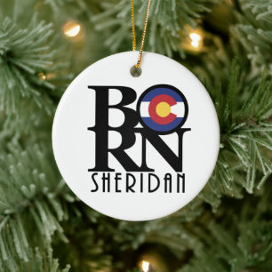 GEBOREN Sheridan Colorado Keramik Ornament