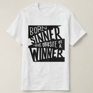 Geboren Sinner Schwarz/Weiß Hip Hop T-Shirt