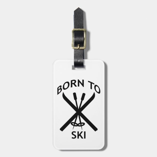 Geboren Ski zu fahren Gepäckanhänger (Vorderseite vertikal)