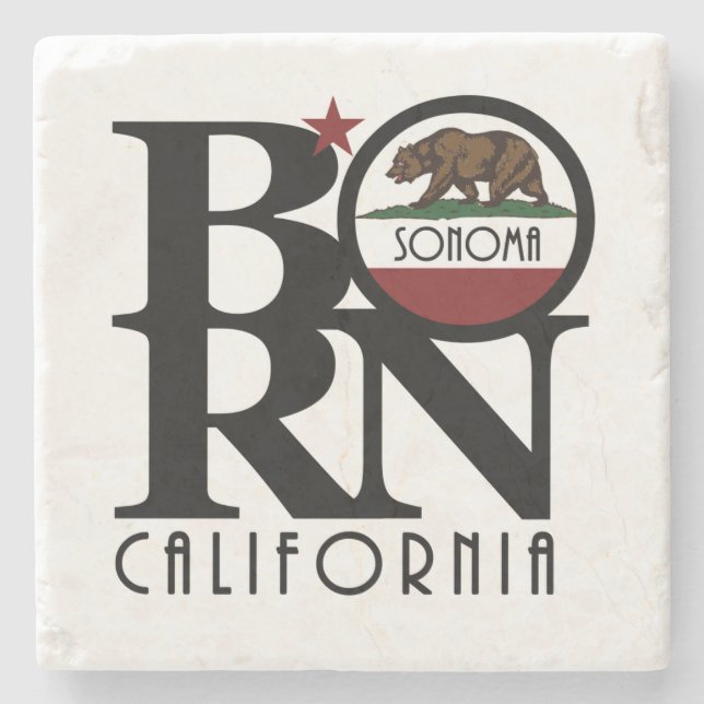 GEBOREN Sonoma California Steinuntersetzer (Vorderseite)