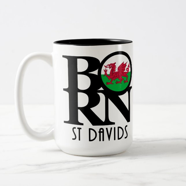 GEBOREN St Davids 15oz Zweifarbige Tasse (Links)