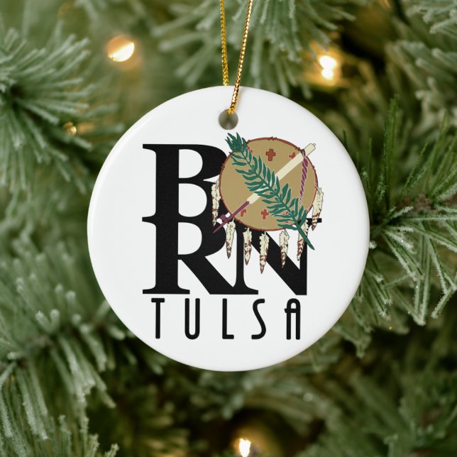 GEBOREN Tulsa Oklahoma Keramik Ornament (Baum)