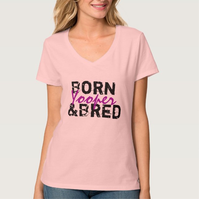 "Geboren u. züchtete Yooper" erblassen - zacken T-Shirt (Vorderseite)