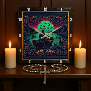 Geboren, um die Feindschaft des Jägers zu verfolge Quadratische Wanduhr