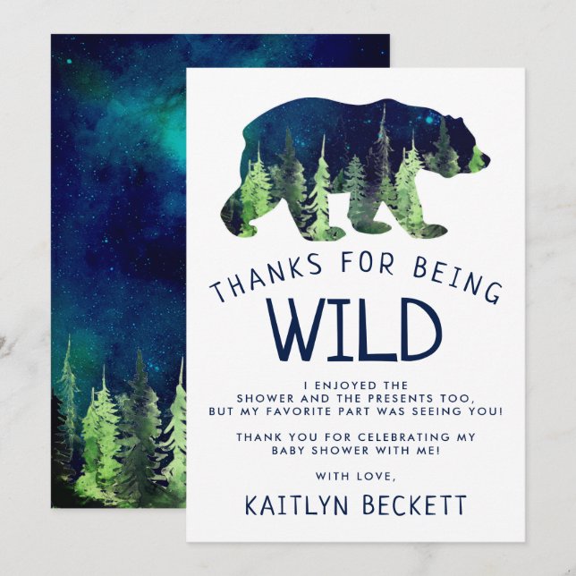 Geboren, um eine wilde Babydusche zu sein Dankeskarte (Vorne/Hinten)