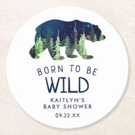 Geboren, um eine wilde Babydusche zu sein Runder Pappuntersetzer