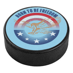 Geboren um Frei zu sein Patriotischer Adler Eishockey Puck