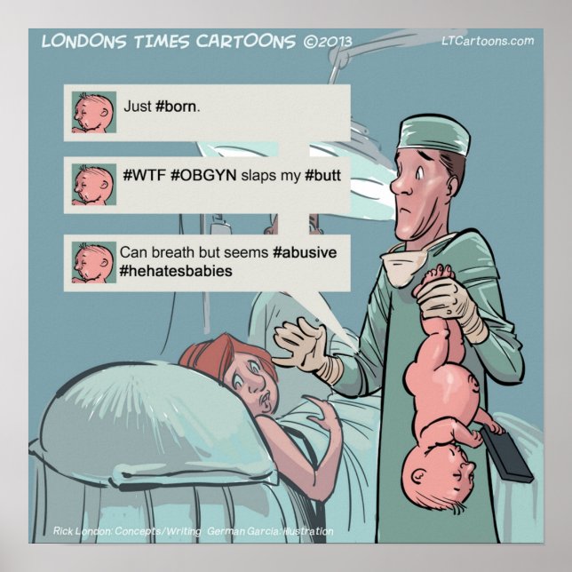 Geboren, um Funny Twitter Cartoon Poster Tweeten (Vorne)