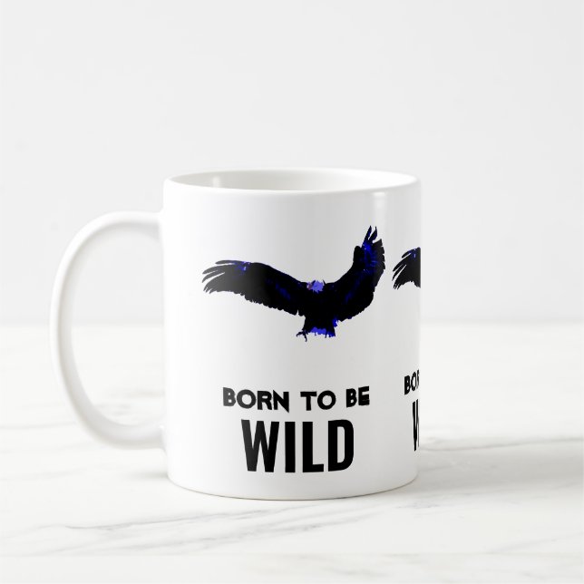 Geboren, um wild Bald Adler Motivierend Kunstwerke Kaffeetasse (Links)