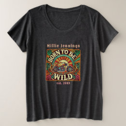 Geboren um wild zu sein Personalisiertes Retro 70e Große Größe T-Shirt