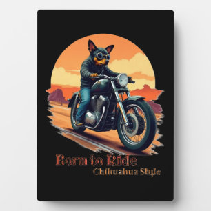 Geboren um zu fahren Chihuahua Motorrad Kunst Druc Fotoplatte