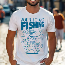 Geboren um zu fischen - Cooler Fisch Dino T-Rex Li T-Shirt