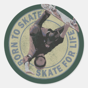 geboren um zu skaten, skate fürs leben vintage-ska runder aufkleber