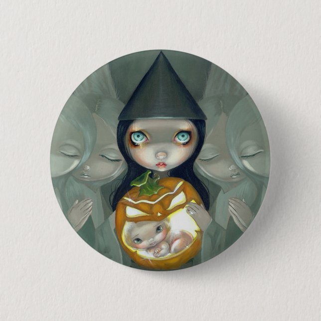 "Geboren von einem Kürbis" Knopf Button (Vorderseite)