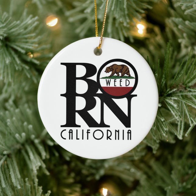 GEBOREN Weed California Keramik Ornament (Baum)