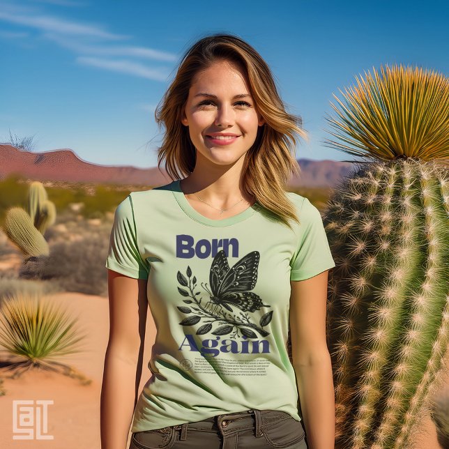 Geboren wieder Christlich Jesus Butterfly Motif In Tri-Blend Shirt (Von Creator hochgeladen)