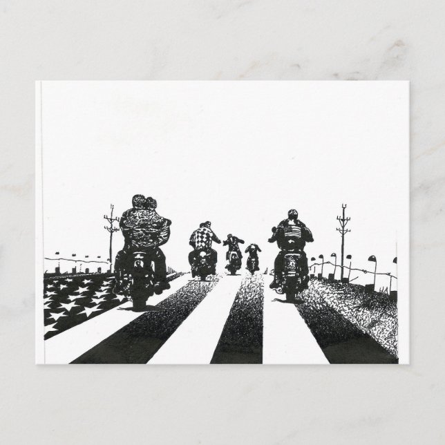 GEBOREN, WILD B&W ZU SEIN POSTKARTE (Vorderseite)